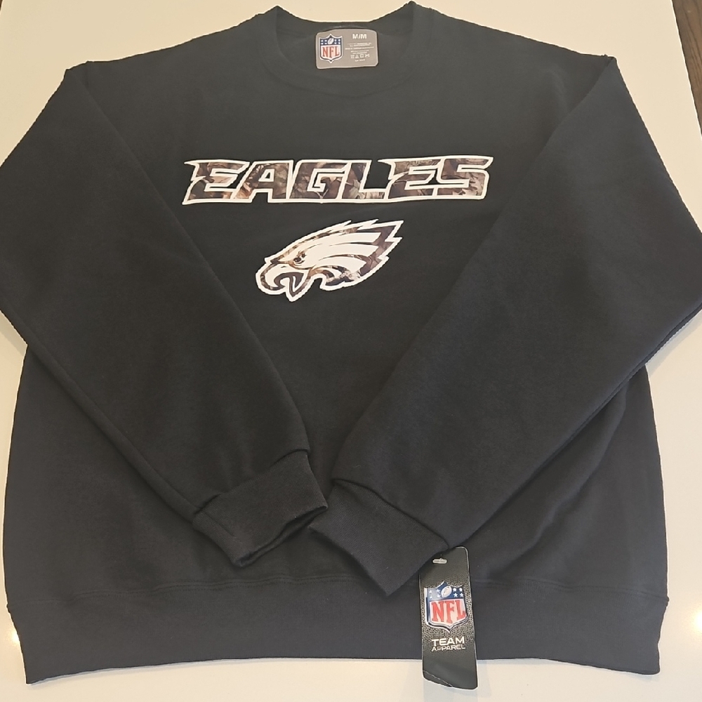 NFL Philadelohia Eagles Black Crewneck Sweater - NWT - Mens Mediun
